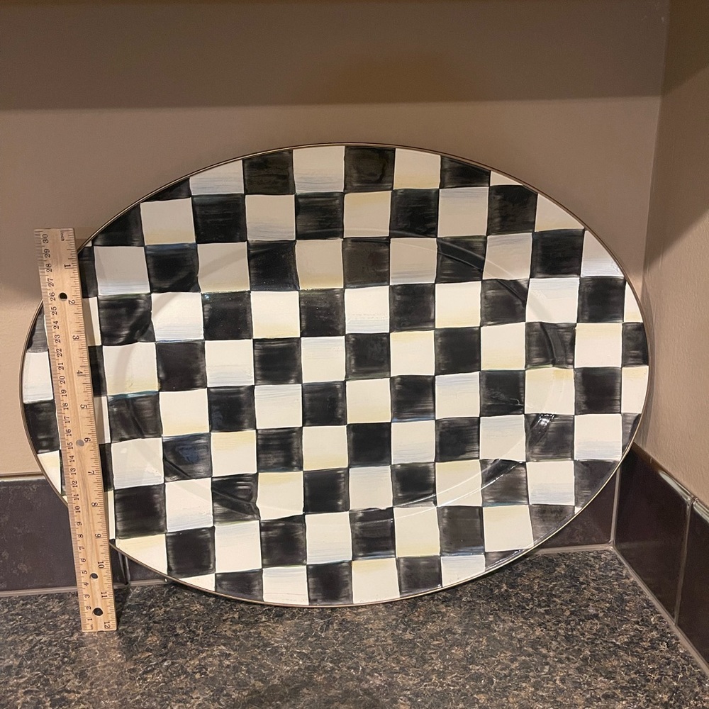 Mackenzie Childs courtly check, oval serving platter